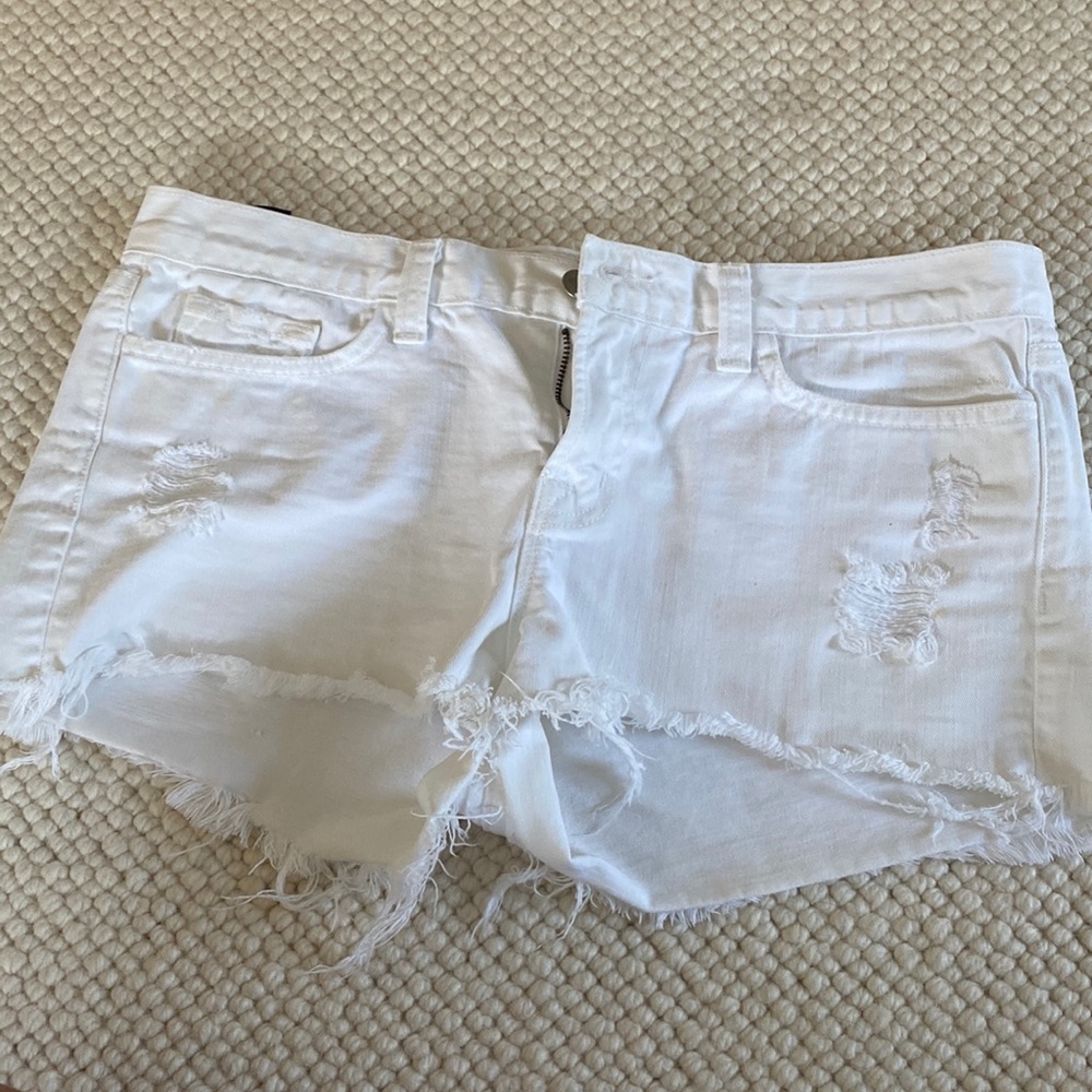 J brand white denim cut off shorts